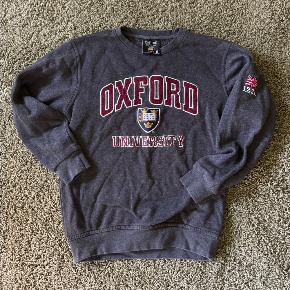 Oxford University Sweatshirt Womens  S Grey Maroon Embroidery Patch Coat of Arms